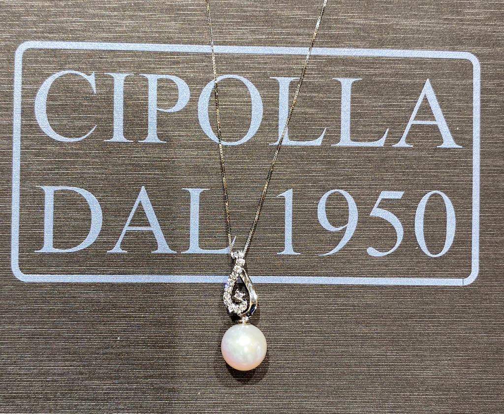 Girocollo perla oro bianco 750% art. CDP045