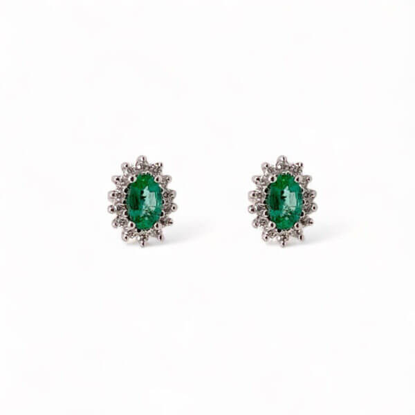 Orecchini smeraldo oro bianco e diamanti BON TON art. OR921