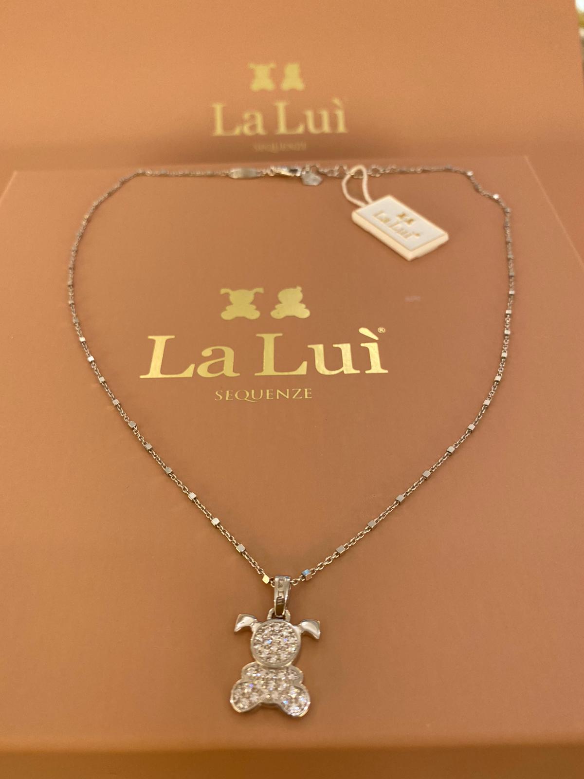 LA LUI’ collana  pendente bimba argento 925% pave’ zirconi