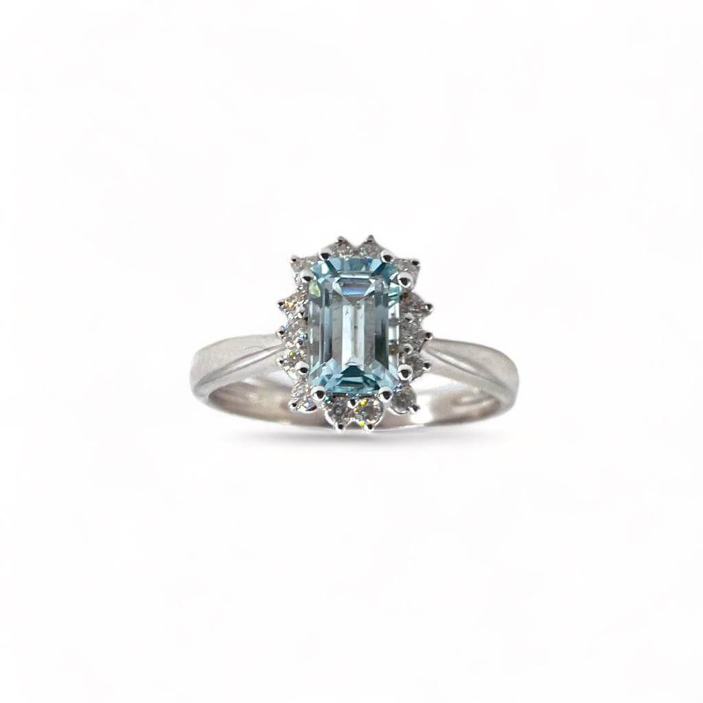 Anello in oro diamanti e acquamarina BON TON ART. AN1878