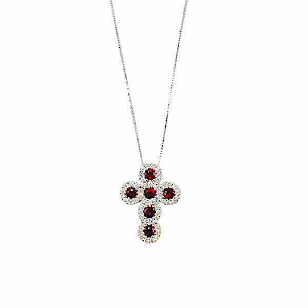 Pendant cross rubies gold diamonds BELLE EPOQUE Art. CR128-1