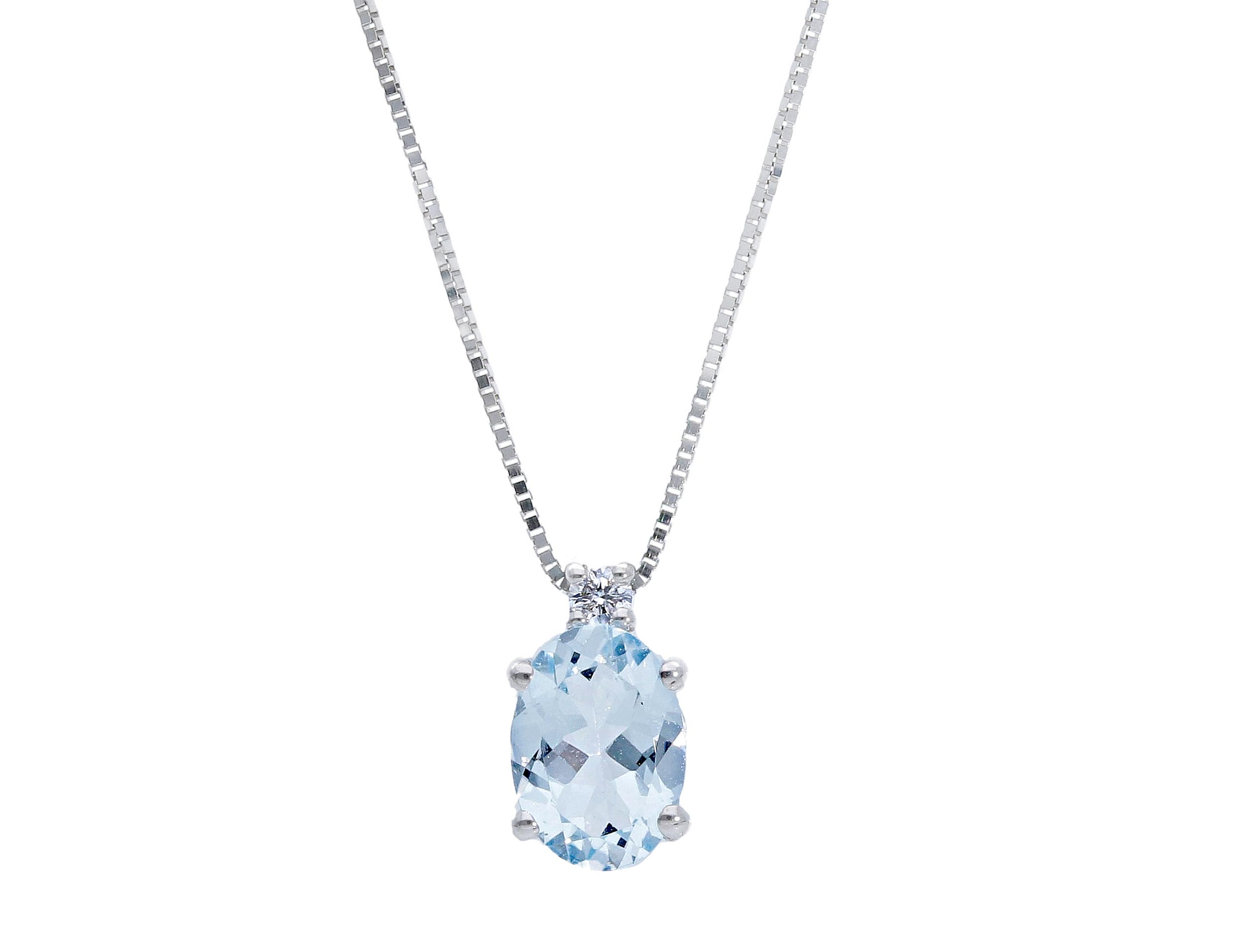 Pendente girocollo con acquamarina e diamanti GEMME Art. GI-1667-16-4