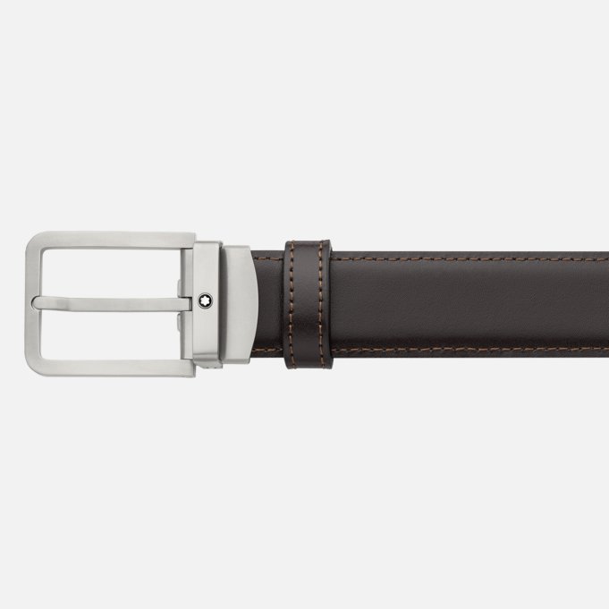 Montblanc cintura reversibile nera/blu con fibbia ad ardiglione 32 mm