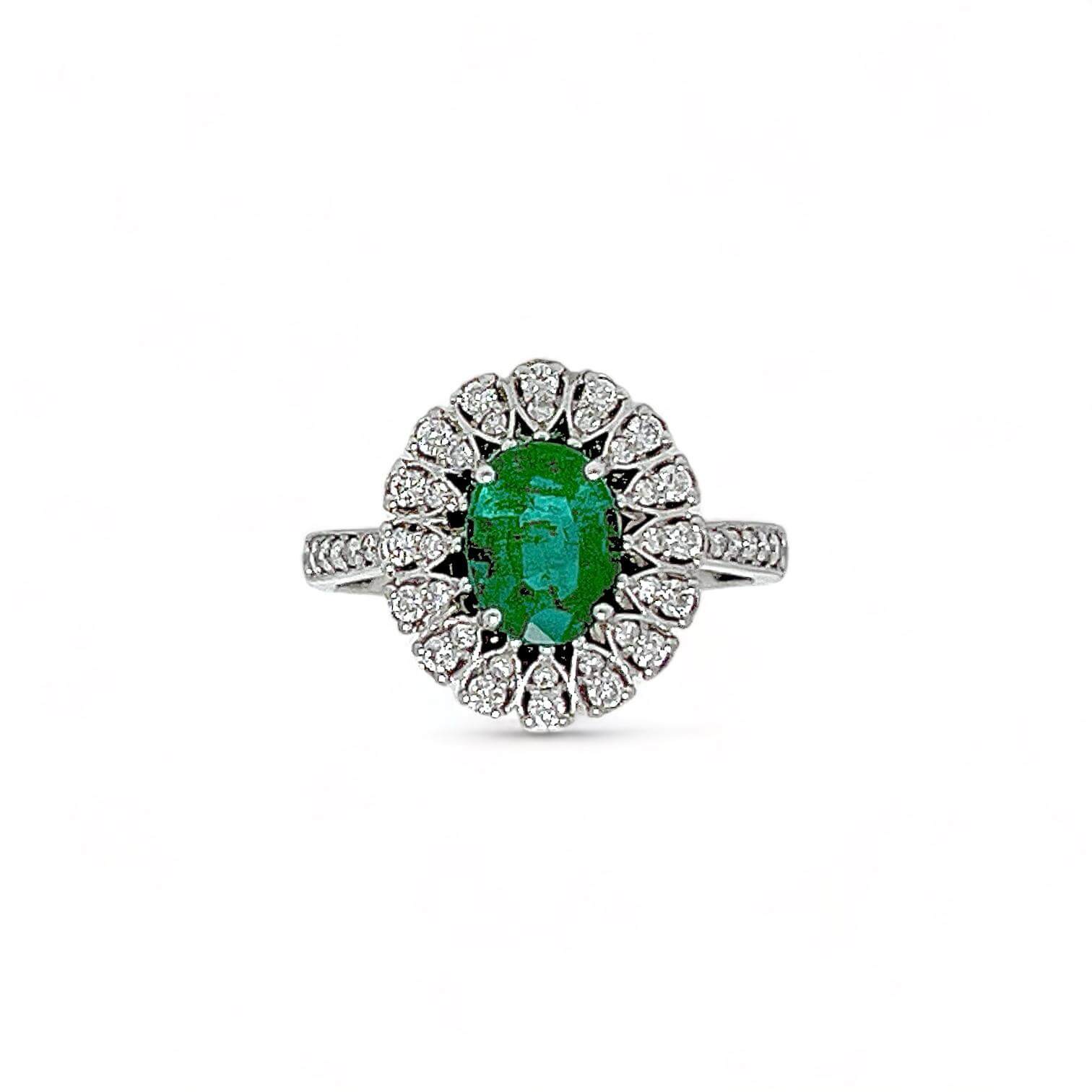 Anello con smeraldo e diamanti  oro bianco BELLE EPOQUE  art.AN2439