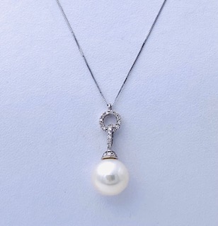 Girocollo perla diamanti oro bianco 750% art.CDP59-1