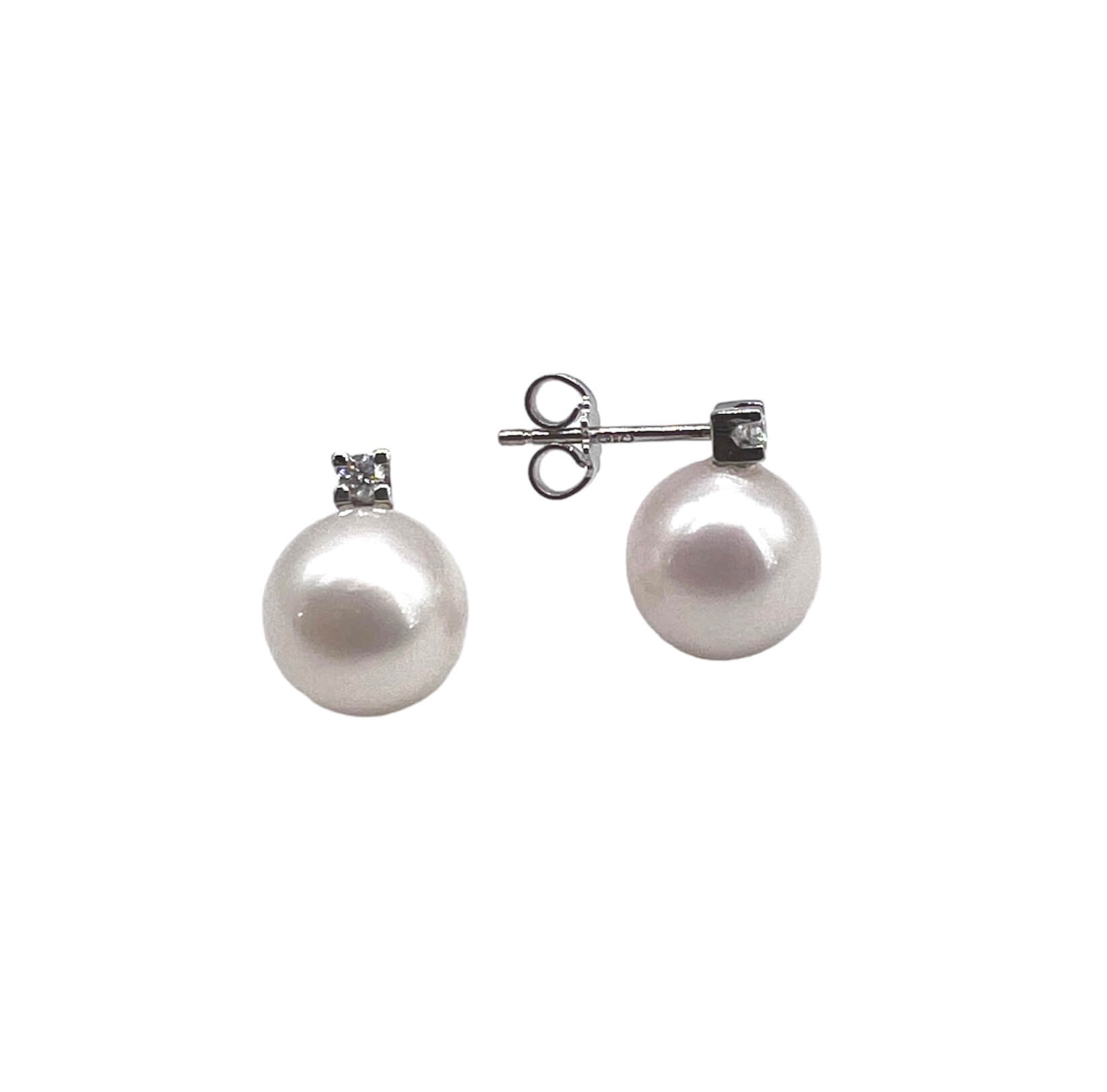 Orecchini perle oro bianco  diamanti art. ORP296