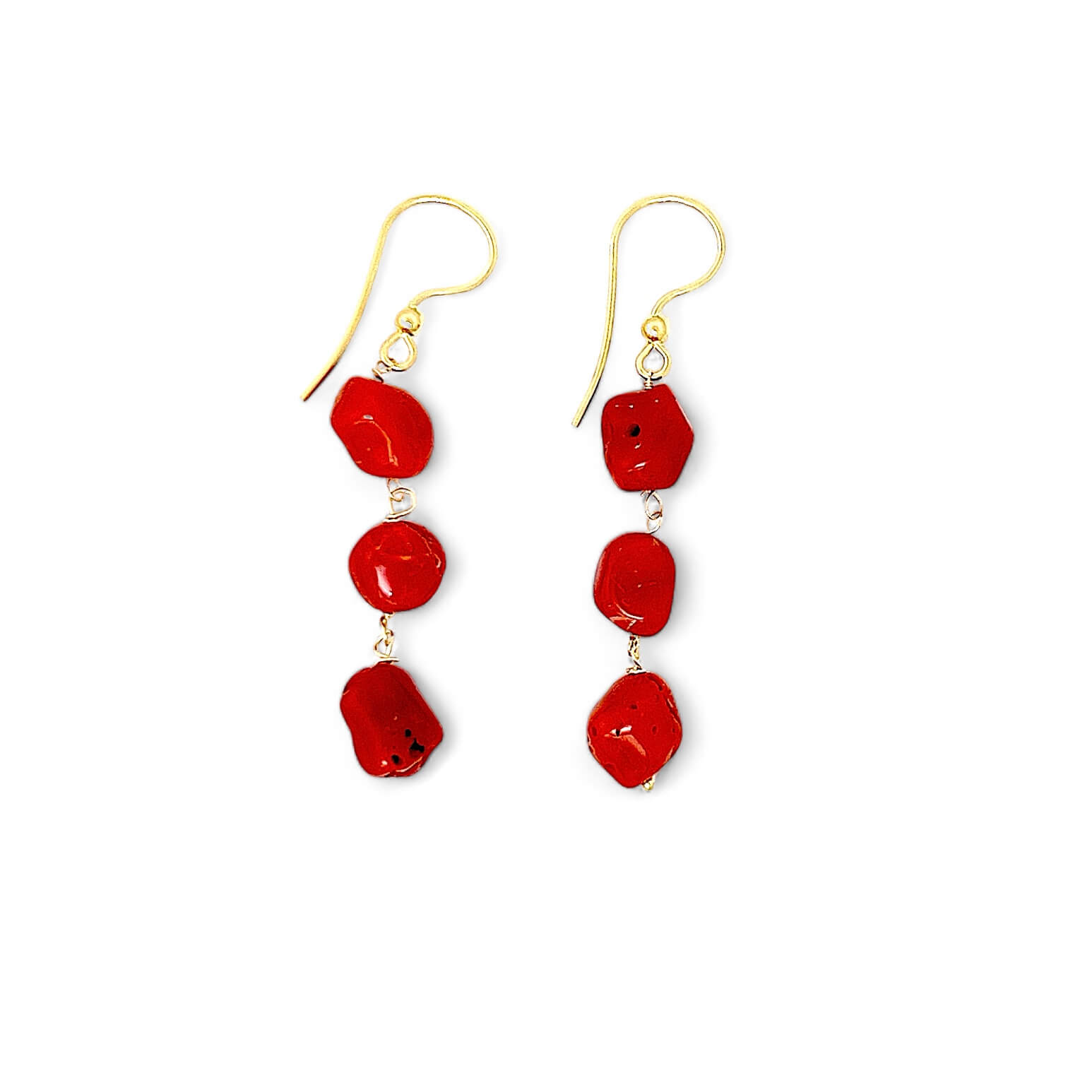 Orecchini corallo Rosso Mediterraneo e Oro Art. ORECOR4
