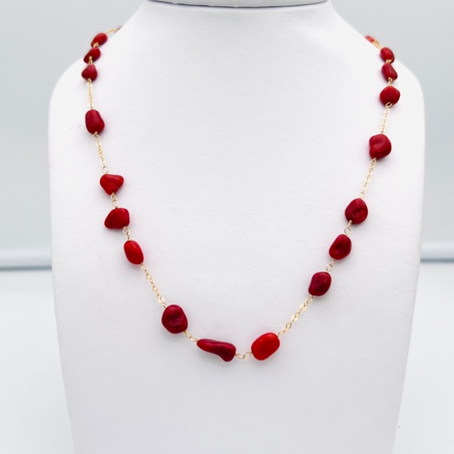 Coral Mediterranean Round Necklace and Gold Art. COLCOROG1