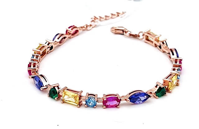 Bracciale tennis argento 925% rose e cristalli Rainbow Art. 614757
