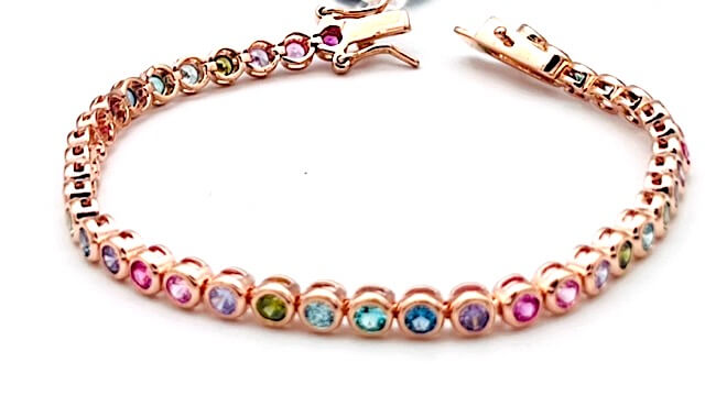 Bracciale tennis argento 925% rose e cristalli Rainbow Art. 625975