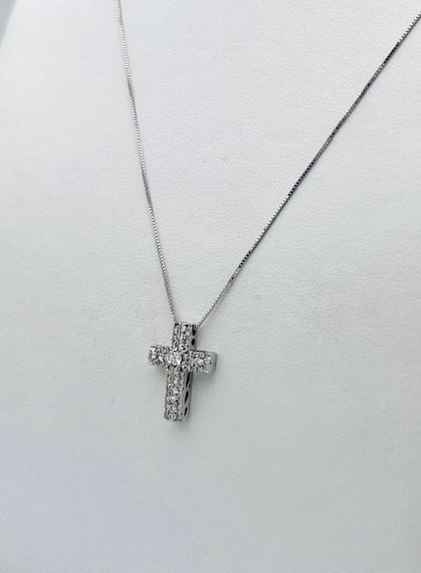 Pendente croce oro bianco e diamanti Art.GR373-3