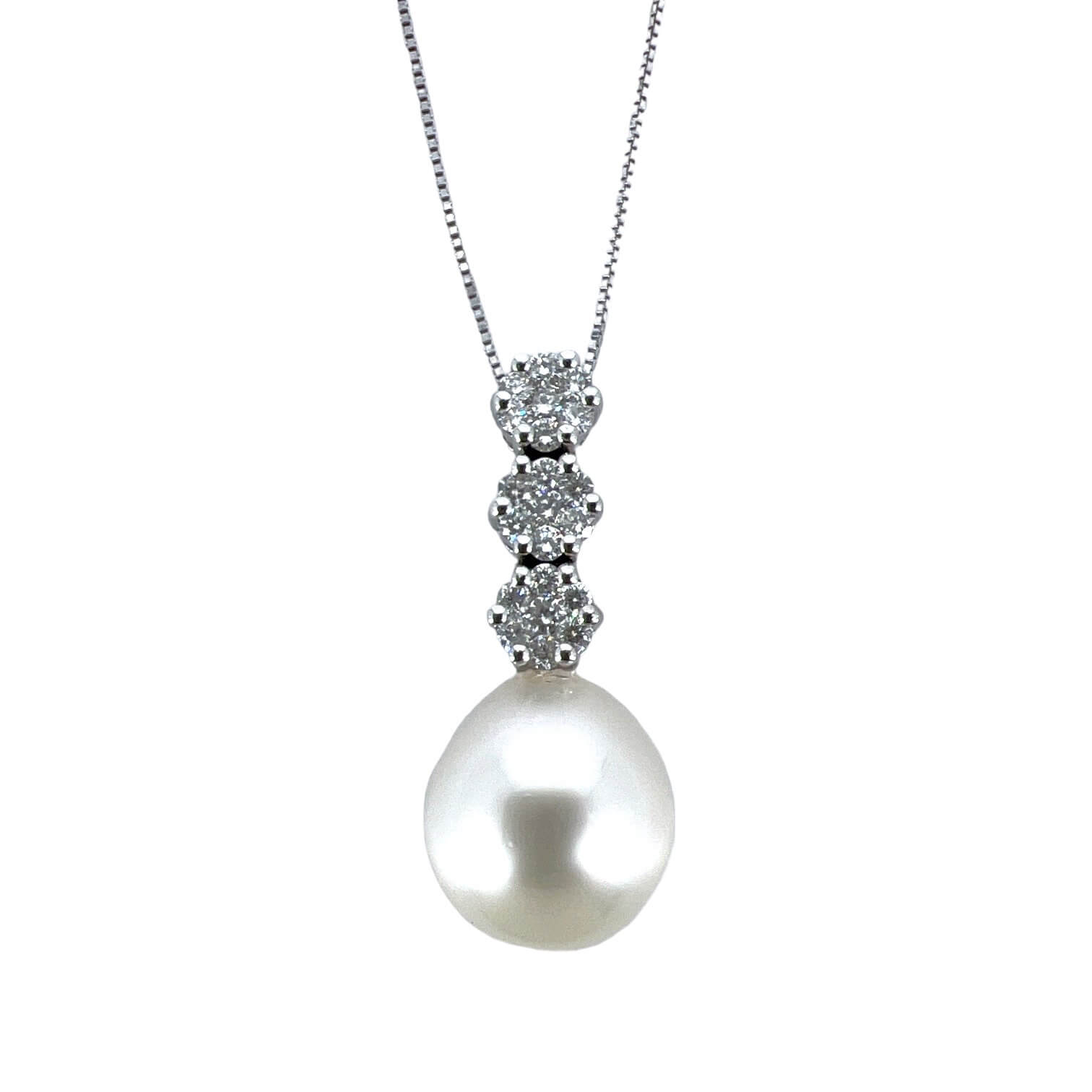 Girocollo perla australiana diamanti e oro bianco art.CDP46-2