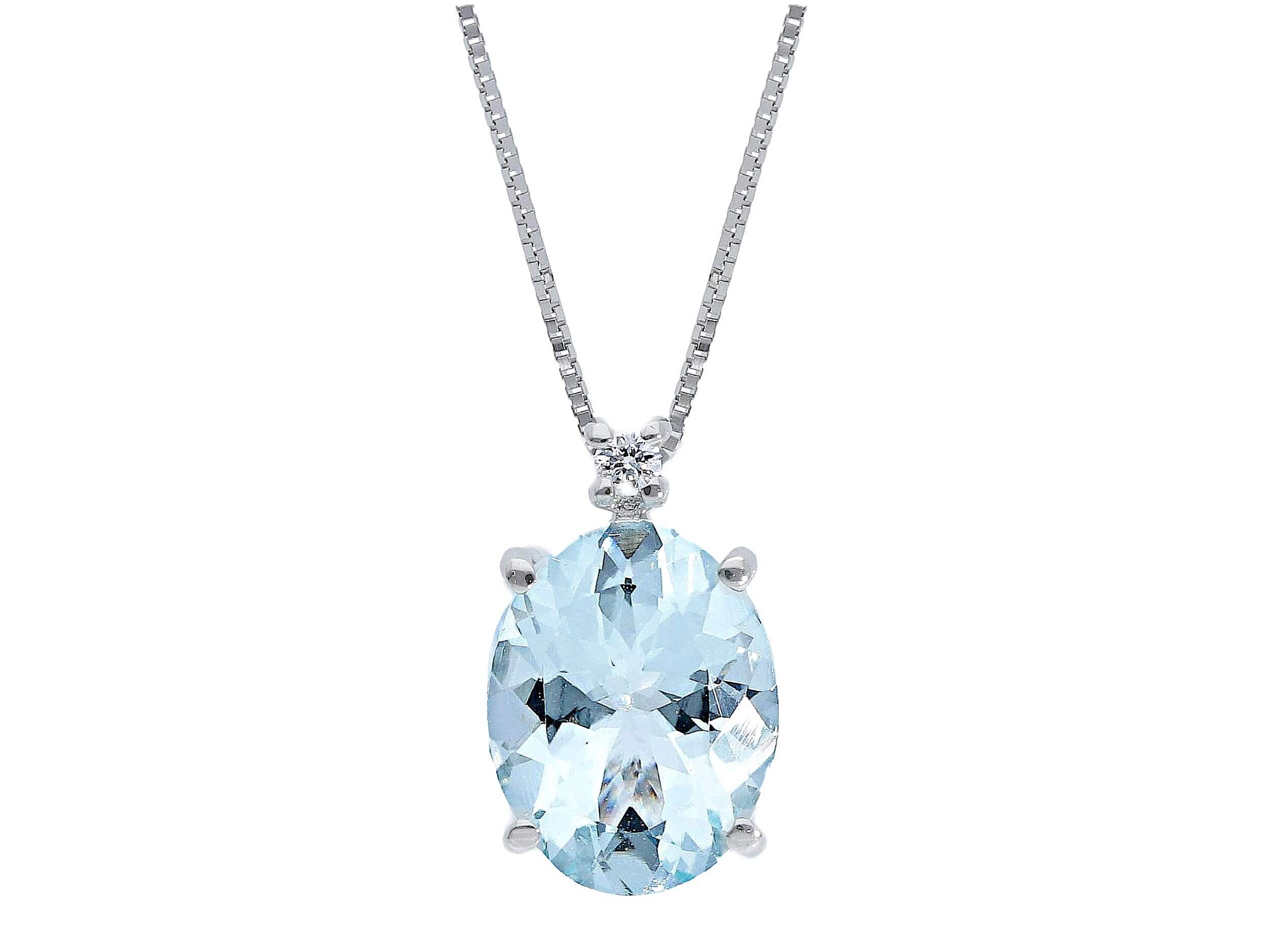 Girocollo acquamarina GEMME oro bianco e diamanti Art. GI-1667-16-3