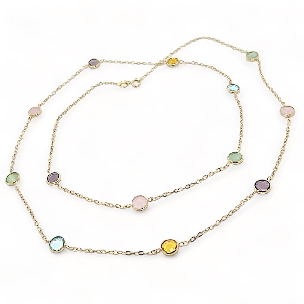 Amethyst,Topaz, Quartz, 750% Gold Long Necklace Art. MAS07