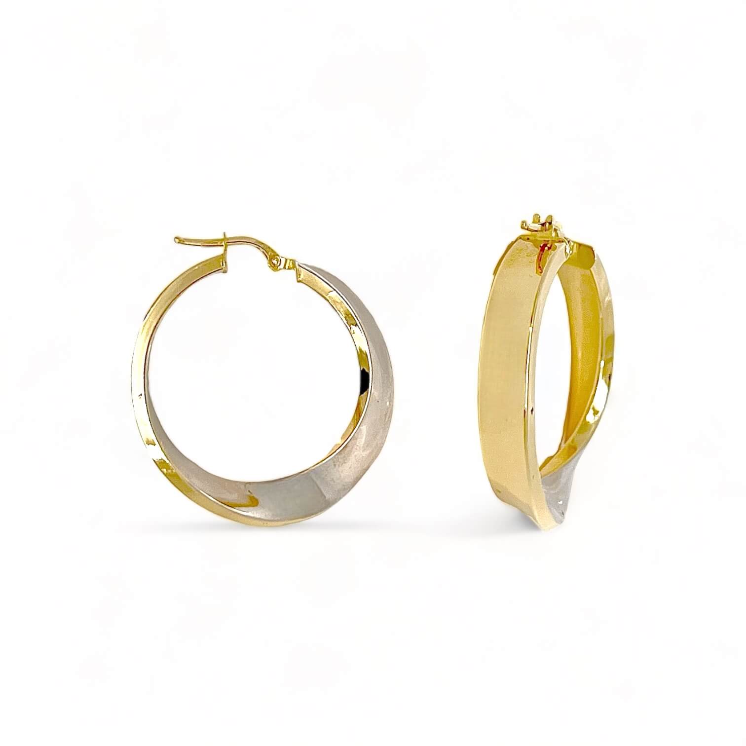 Orecchini cerchio oro giallo e bianco 750% ART. CE05