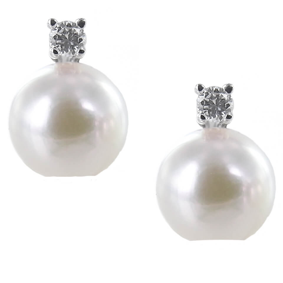 Orecchini Perle oro bianco e Diamanti Art. ORP279-2
