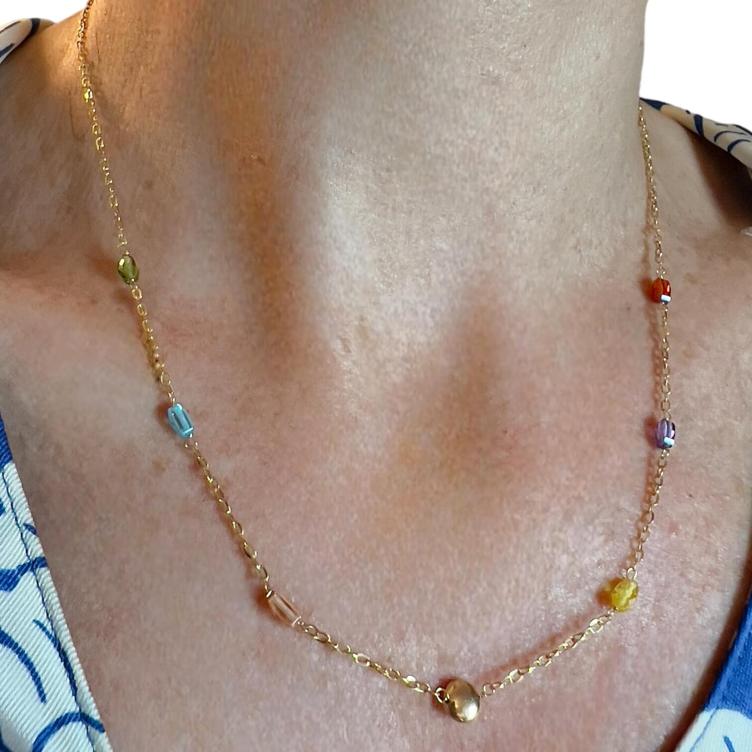 Collana girocollo catena con quarzi Art. MASGR21