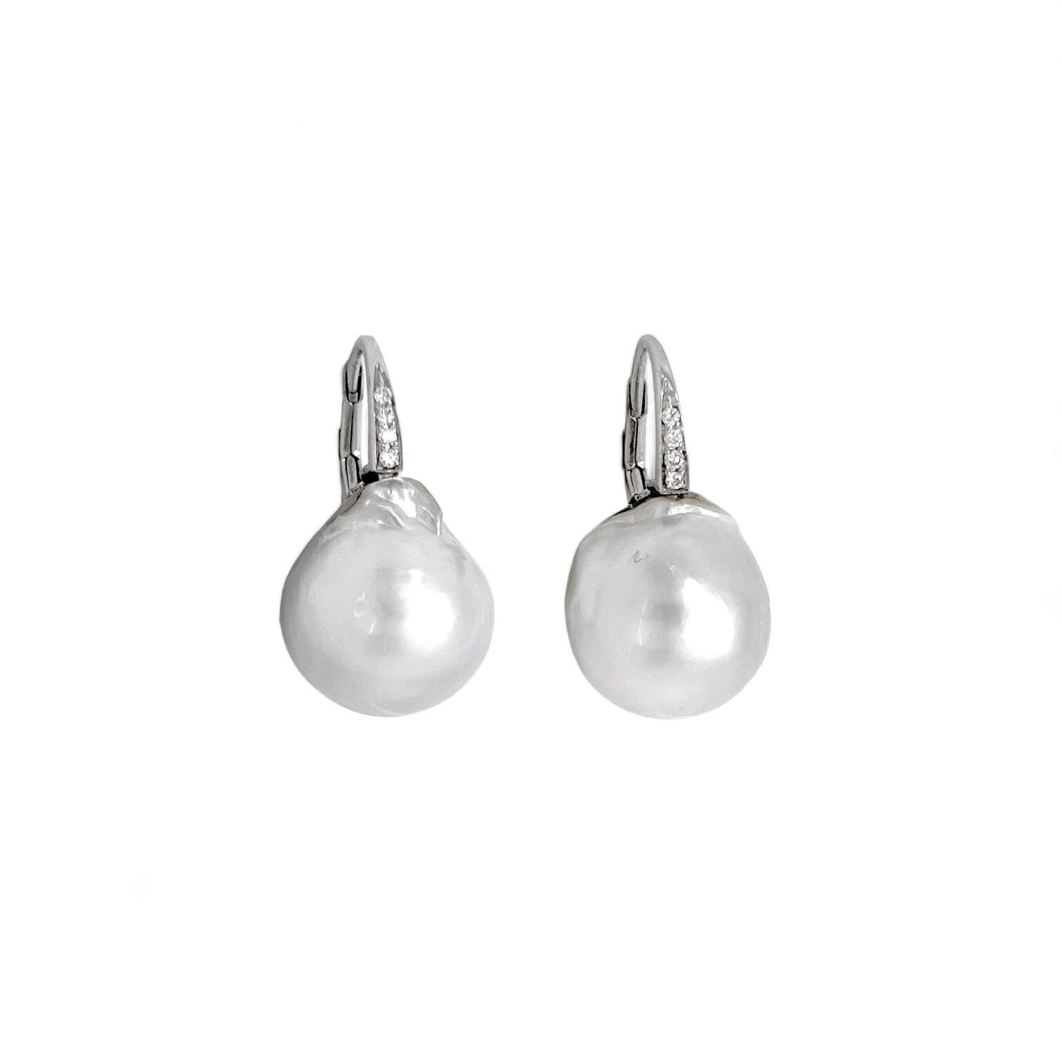 Orecchini di perle scaramazze Australiane e diamanti art. PAOR1