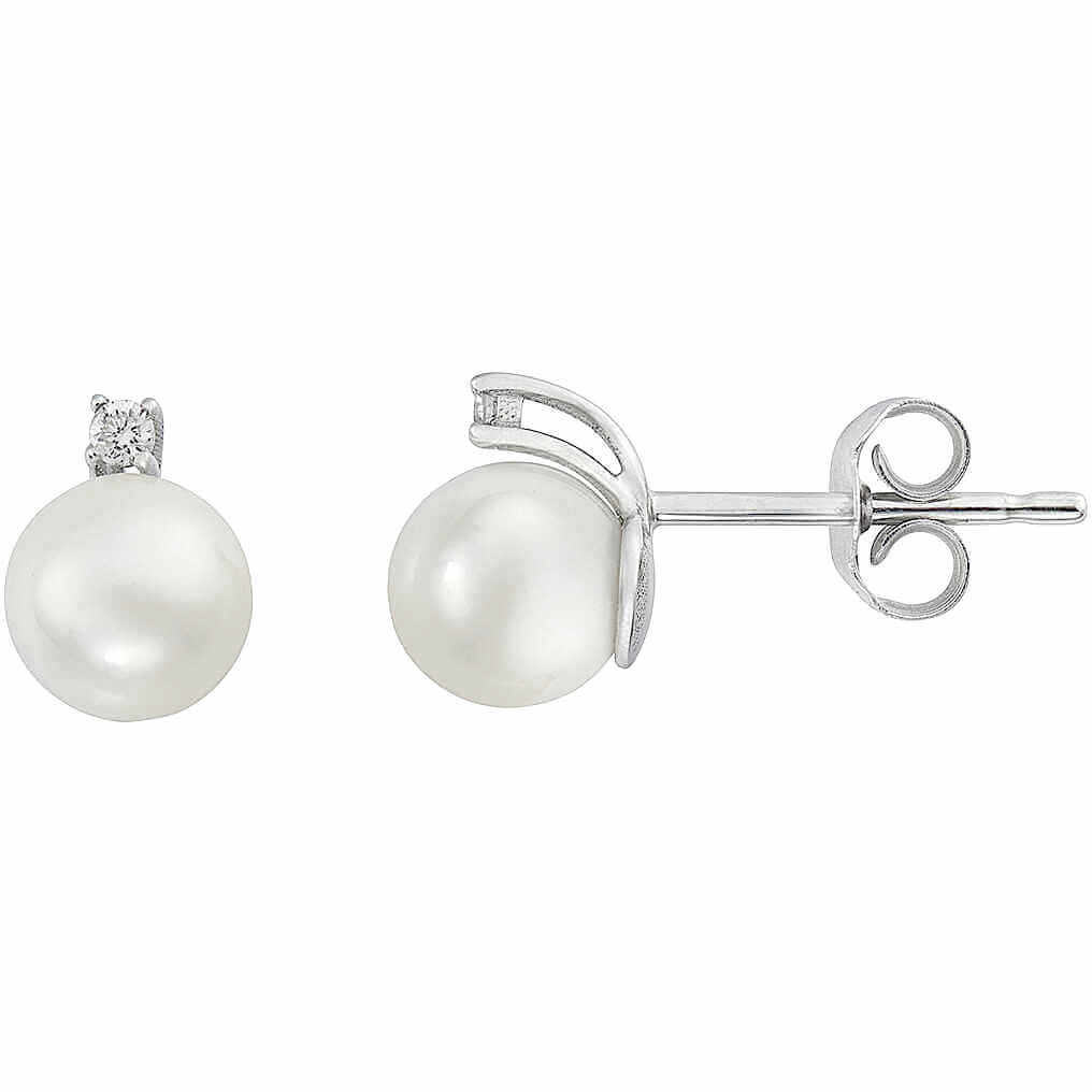 Orecchini perle oro bianco  diamanti art. ORPE2
