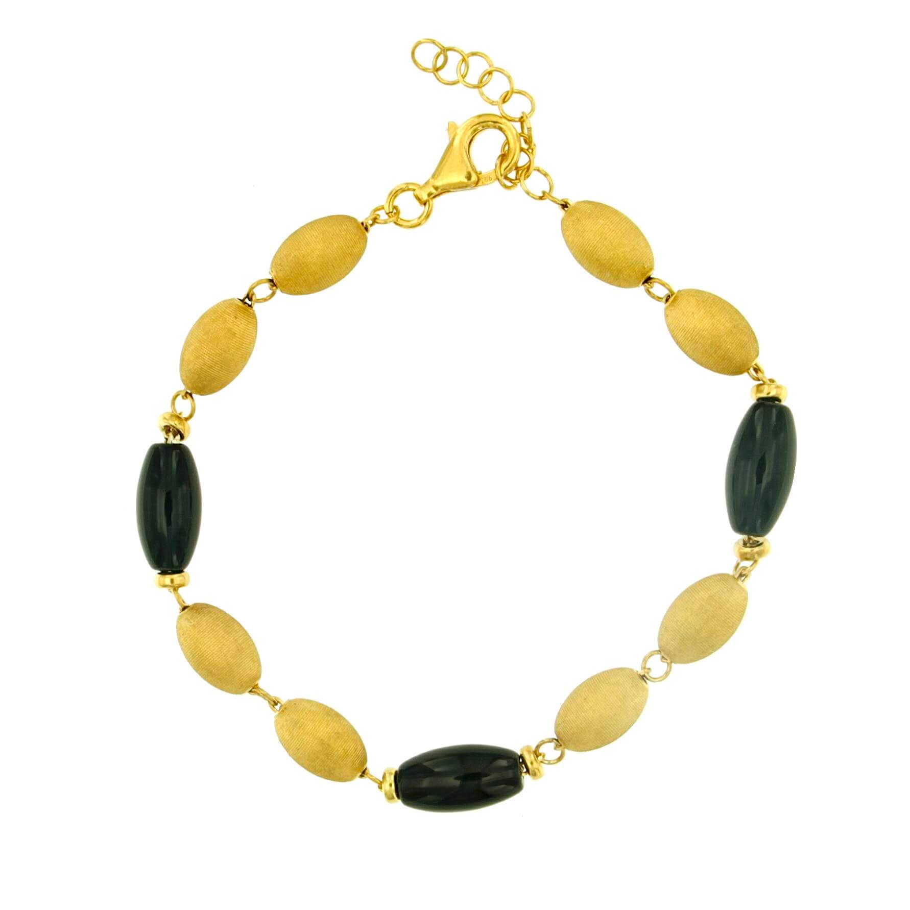 Bracciale in argento dorato e onice  art. KB193CIP