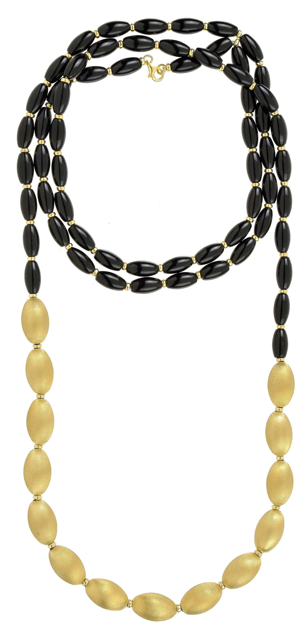 Collana in argento dorato e onice art. KC206CIP
